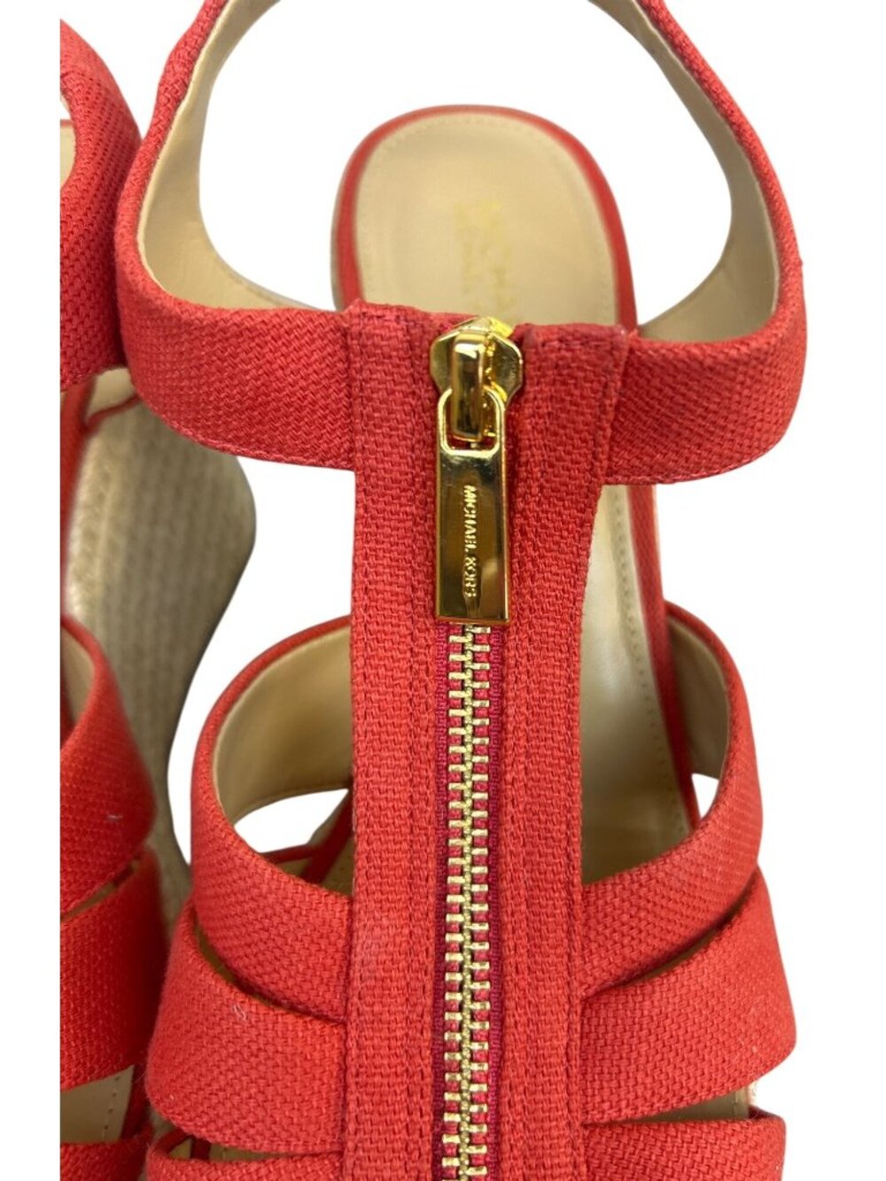 NWOT Michael Kors  Sz 8.5 Berkley Espadrille Wedge Sandals Front Zip - Picture 5 of 11